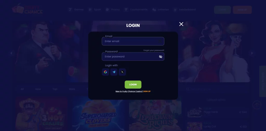 Fruity Chance log in.