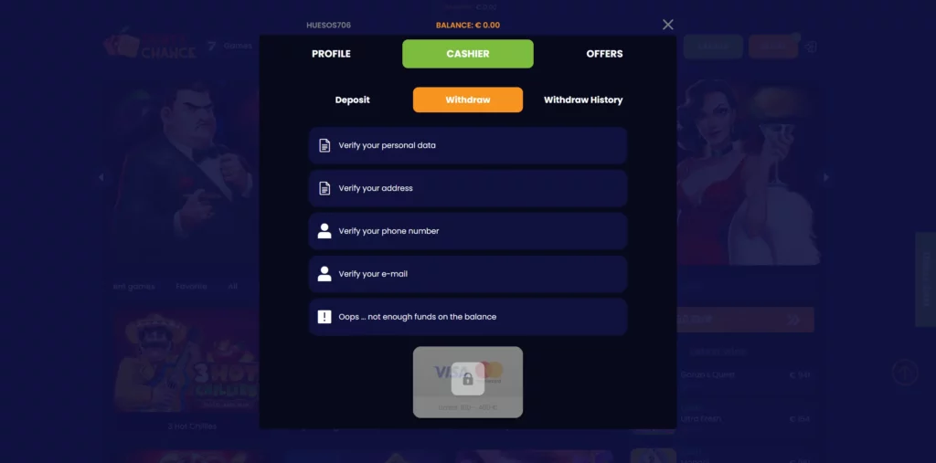 Verification process on Fruity Chance.